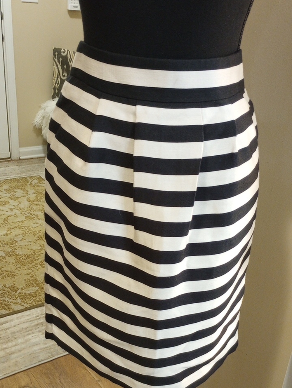 Banana Republic Black and White Striped Pencil Skirt